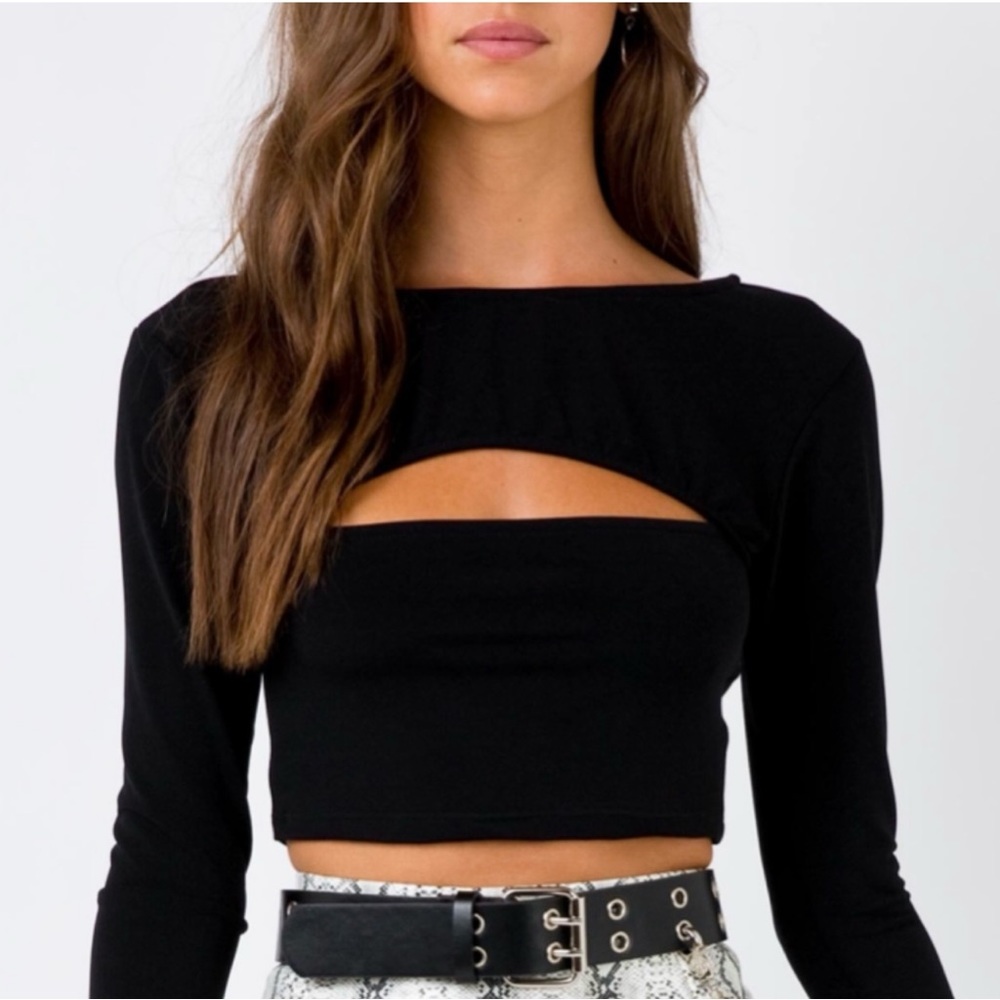Princess Polly Motel Shimla Cutout Crop Top in Black
